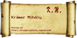 Krámer Mihály névjegykártya